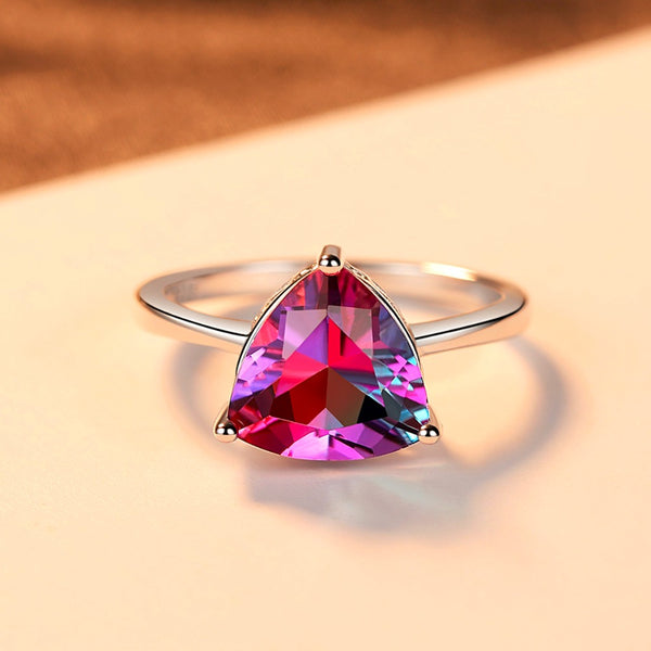 Sterling Silver Rainbow Fire Mystic Topaz Ring - Enumu