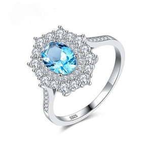 Pure 92.5 Sterling Silver Blue Topaz Designer Ring - Enumu