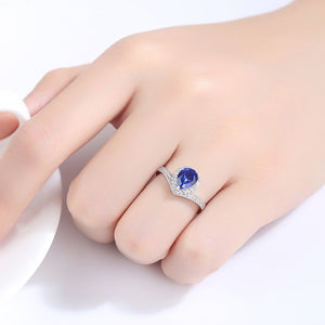 Sterling Silver Blue Sapphire Ring - Enumu