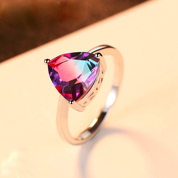 Sterling Silver Rainbow Fire Mystic Topaz Ring - Enumu