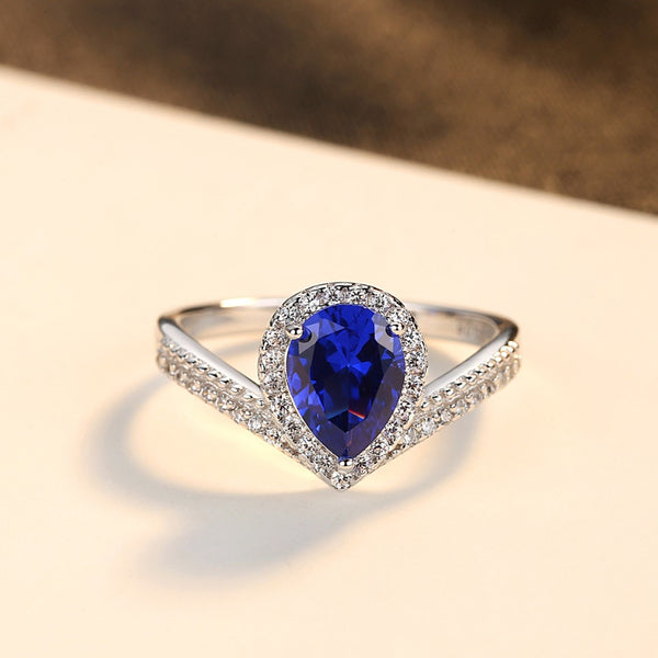 Sterling Silver Blue Sapphire Ring - Enumu