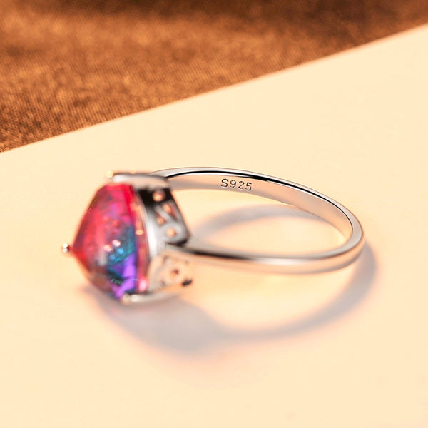 Sterling Silver Rainbow Fire Mystic Topaz Ring - Enumu