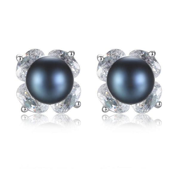 Sterling Silver Black Pearl Studs - Enumu