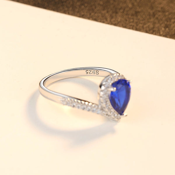 Sterling Silver Blue Sapphire Ring - Enumu