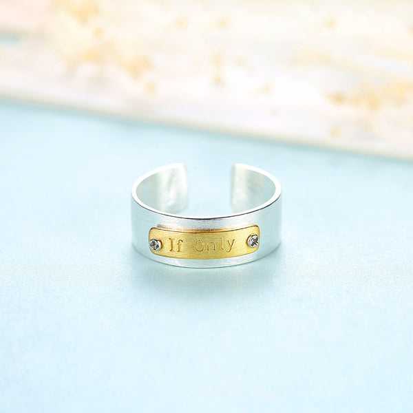 Sterling Silver Adjustable White on Yellow Wedding Band - Enumu