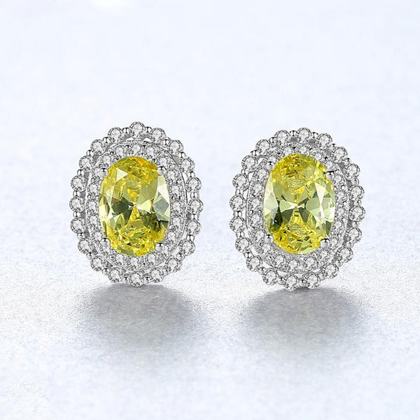 92.5 Sterling Silver Citrine Studs - Enumu
