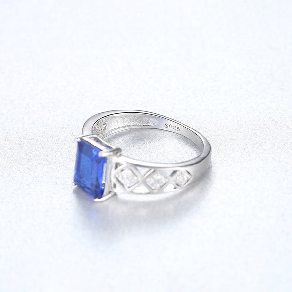 Pure 92.5 Sterling Silver Blue Sapphire Ring - Enumu