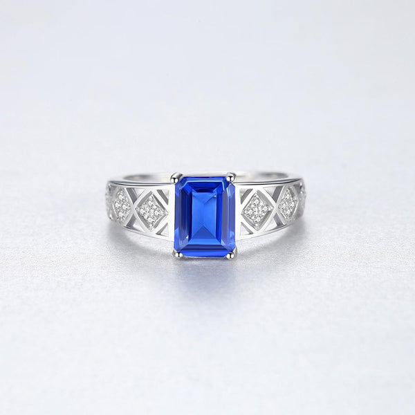 Pure 92.5 Sterling Silver Blue Sapphire Ring - Enumu
