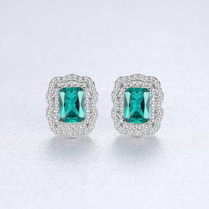 Sterling Silver Emerald and CZ Studs - Enumu