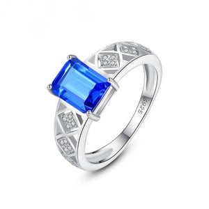 Pure 92.5 Sterling Silver Blue Sapphire Ring - Enumu