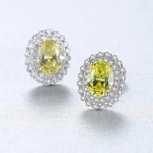 92.5 Sterling Silver Citrine Studs - Enumu