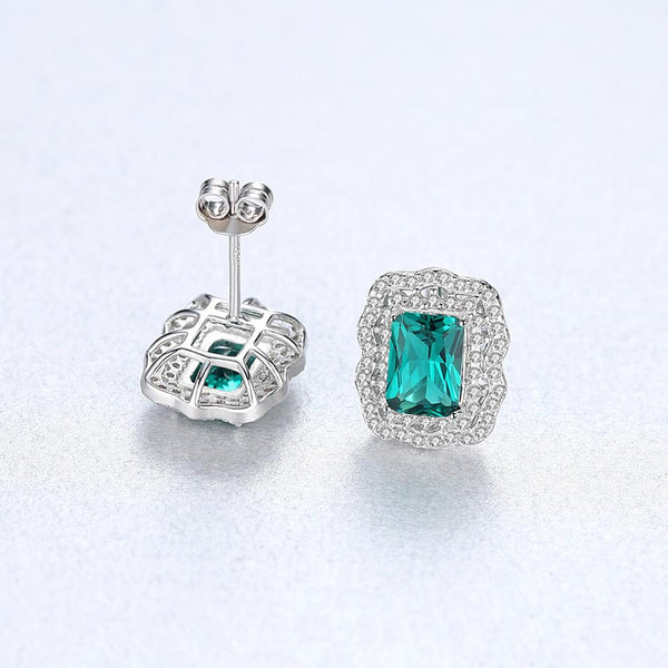 Sterling Silver Emerald and CZ Studs - Enumu