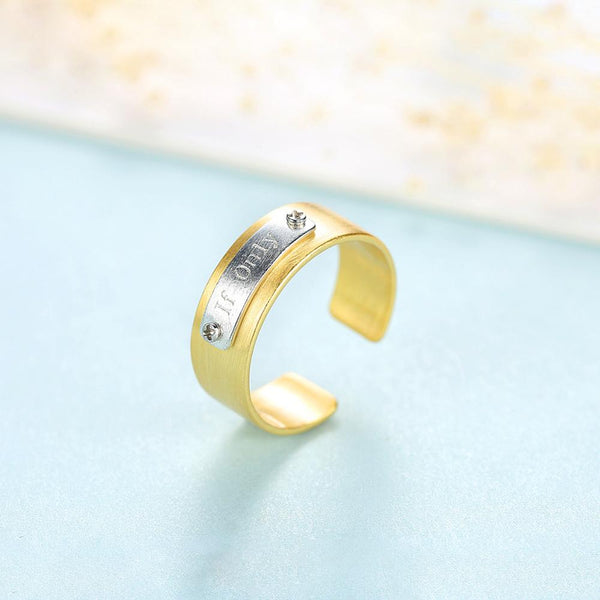 Sterling Silver Adjustable Yellow on White Wedding Band - Enumu