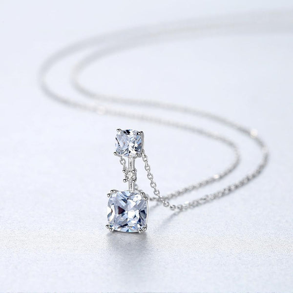 Pure 92.5 Sterling Silver Zircon Pendant with Chain - Enumu