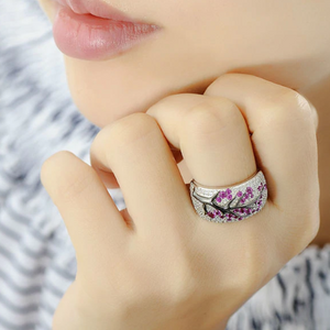 Sterling Silver Ruby and CZ Ring - Enumu