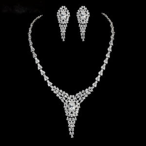 Grand Wedding Big Zircon Necklace with Earrings - Enumu