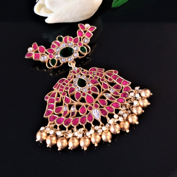 Huge Handmade Pure Silver Kundan Pendant - Enumu
