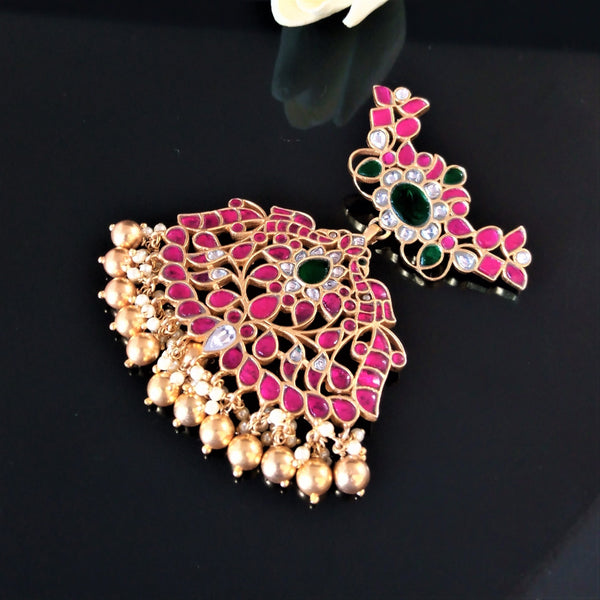 Huge Handmade Pure Silver Kundan Pendant - Enumu