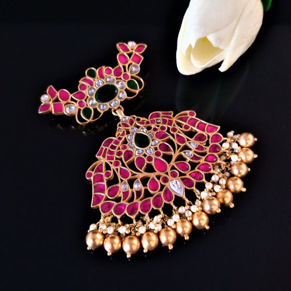 Huge Handmade Pure Silver Kundan Pendant - Enumu