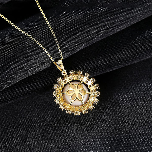 Pure 92.5 Sterling Silver Beige Pearl Pendant with Chain - Enumu
