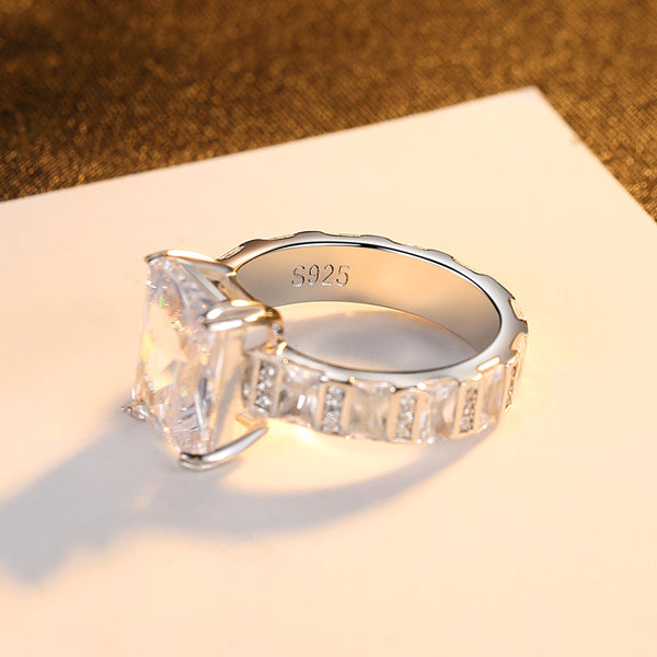 Big Pure 92.5 Sterling Silver Solitaire Ring - Enumu