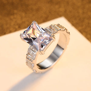 Big Pure 92.5 Sterling Silver Solitaire Ring - Enumu