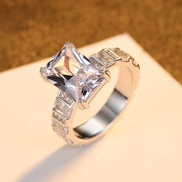 Big Pure 92.5 Sterling Silver Solitaire Ring - Enumu