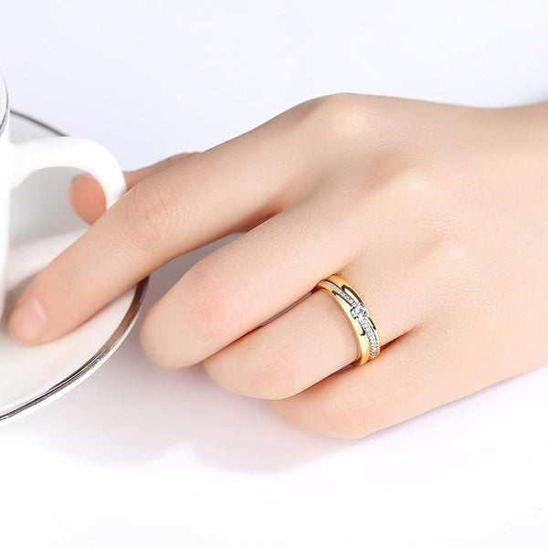 Pure 92.5 Sterling Silver Solitaire Wedding Band / Ring - Enumu