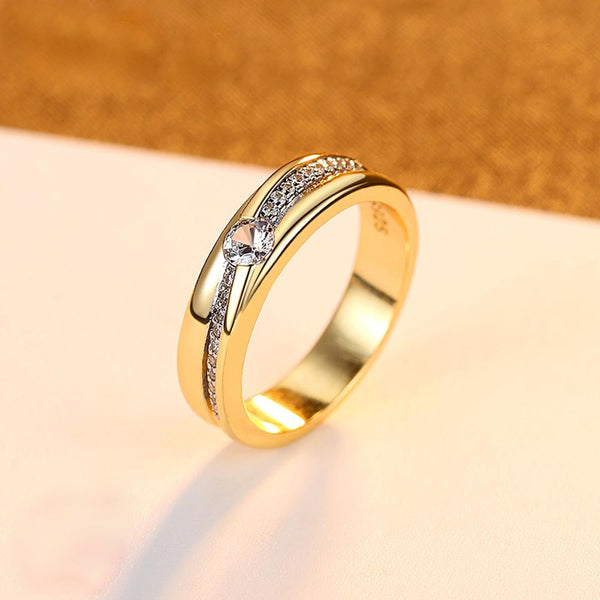 Pure 92.5 Sterling Silver Solitaire Wedding Band / Ring - Enumu
