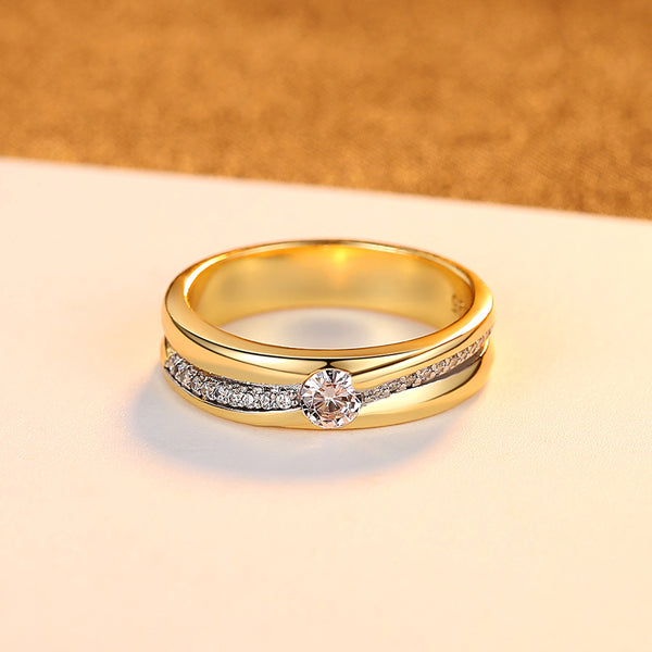 Pure 92.5 Sterling Silver Solitaire Wedding Band / Ring - Enumu