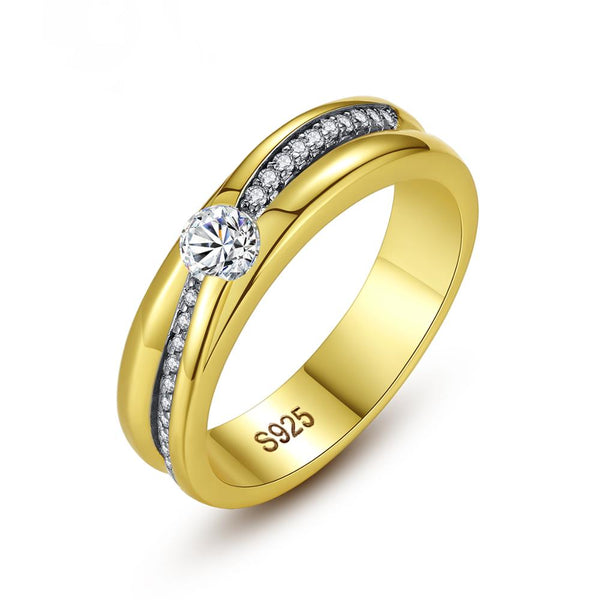 Pure 92.5 Sterling Silver Solitaire Wedding Band / Ring - Enumu
