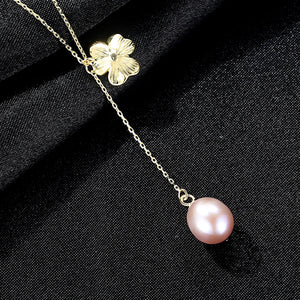 Pure 92.5 Sterling Silver Flower Pearl Pendant with Chain - Enumu
