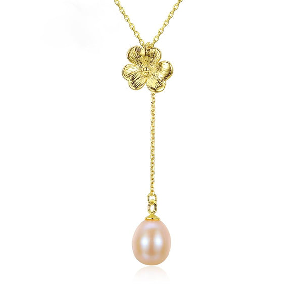 Pure 92.5 Sterling Silver Flower Pearl Pendant with Chain - Enumu
