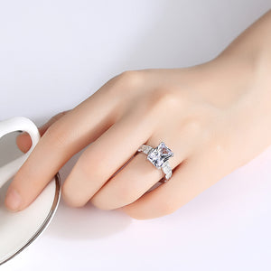 Big Pure 92.5 Sterling Silver Solitaire Ring - Enumu