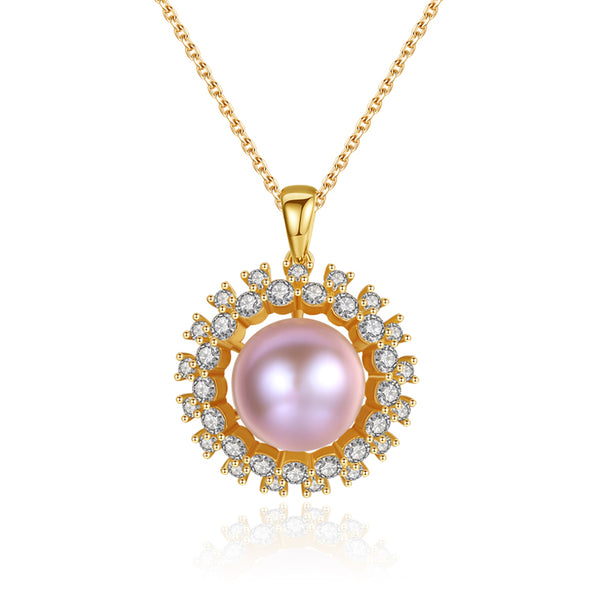 Pure 92.5 Sterling Silver Beige Pearl Pendant with Chain - Enumu