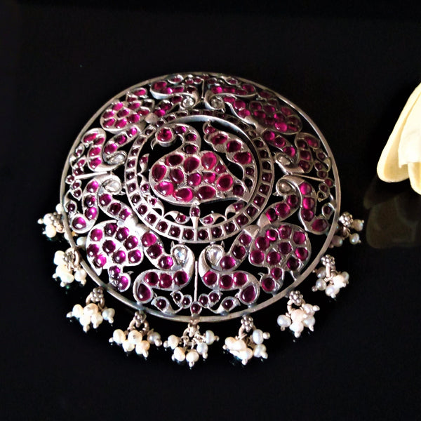 Huge Pure Silver Oxidized Red Rakodi Pendant - Enumu