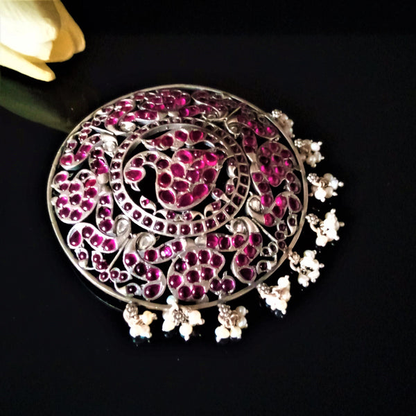Huge Pure Silver Oxidized Red Rakodi Pendant - Enumu