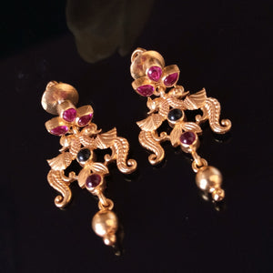 Handmade Pure Silver Ruby Dangle Earrings - Enumu