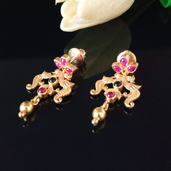 Handmade Pure Silver Ruby Dangle Earrings - Enumu