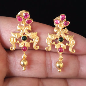 Handmade Pure Silver Ruby Dangle Earrings - Enumu