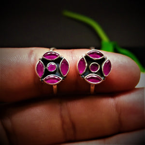 Adjustable Silver Ruby Toe Rings - Enumu