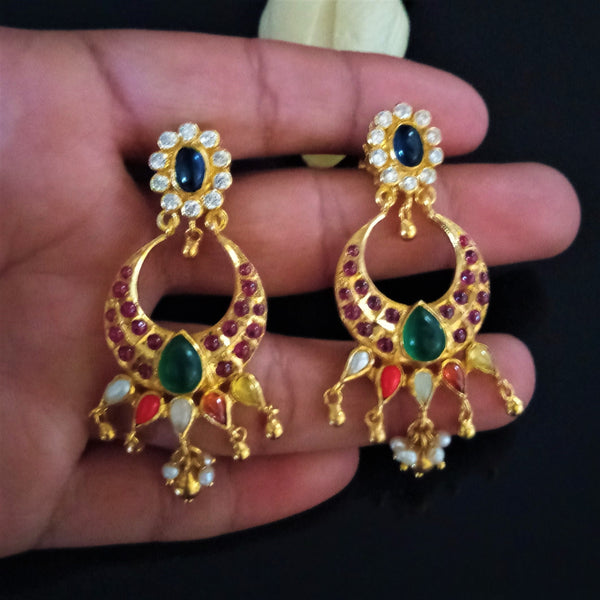 Pure Silver Navratna Dangle Earrings - Enumu