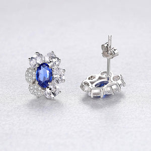 Sterling Silver Blue Sapphire CZ Studs - Enumu