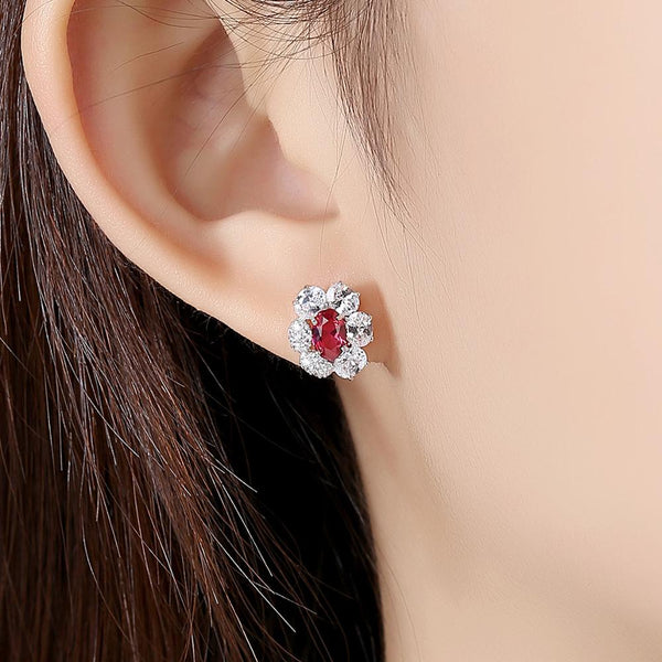 Sterling Silver Blue Sapphire CZ Studs - Enumu