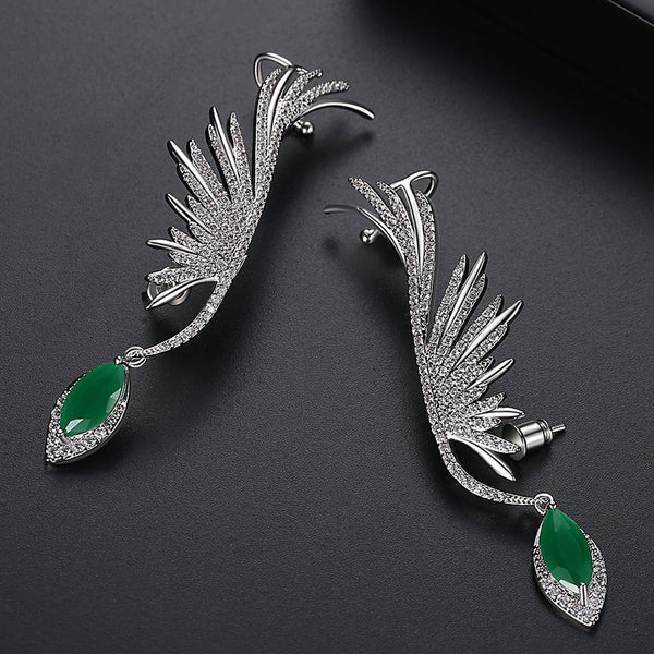 Emerald Cuff Drop Earrings - Enumu
