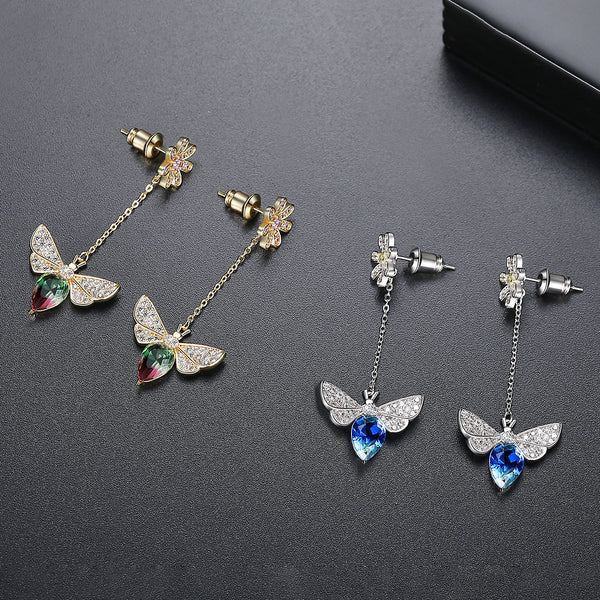 Multi Shade Blue Dangle Earrings - Enumu