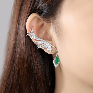 Emerald Cuff Drop Earrings - Enumu
