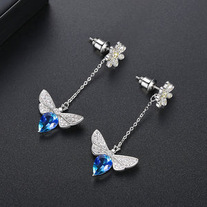 Multi Shade Blue Dangle Earrings - Enumu