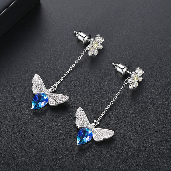 Multi Shade Blue Dangle Earrings - Enumu
