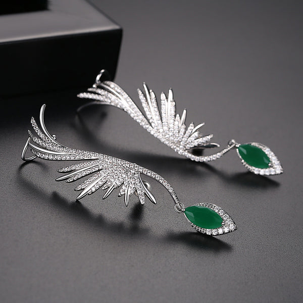 Emerald Cuff Drop Earrings - Enumu